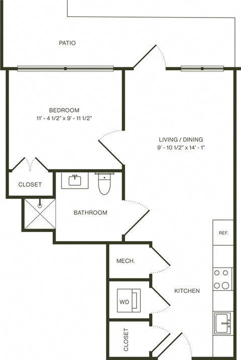 a floor plan of a house with a bedroom and a living room